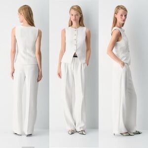 NWT Aritzia Wilfred Regal Vest Light Birch Size 6 Slim-fit button-up